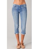 7 For All Mankind Skinny Crop & Roll Skinny Jeans - Lyst