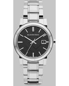 Burberry Black Checked Stamped Stainless Steel Watch - Lyst