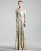 David Meister Metallic Lace Gown - Lyst