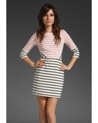 Markus Lupfer Stripe Panel Dress in Pink/marine - Lyst