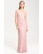 Adrianna Papell One Shoulder Beaded Gown - Lyst