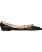 Valentino 10mm Rock Stud Leather Ballerina Flats - Lyst