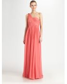 Notte By Marchesa Asymmetrical Silk Gown - Lyst