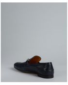 Gucci Navy Leather Horsebit Loafers - Lyst