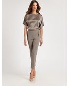 St. John Satin Kimono Sleeve Blouse - Lyst