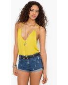Nasty Gal Button Up Tank Chartreuse - Lyst