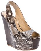 Gianmarco Lorenzi Python Skin Wedge Sandal - Lyst