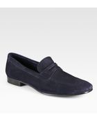 Prada Suede Penny Loafers - Lyst