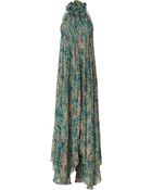 Saloni Blue Forest Print Maxi Dress - Lyst