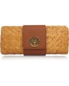 Tory Burch Rattan and Textured Leather Clutch - Lyst