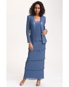 Patra Beaded Mock Twopiece Pleated Chiffon Dress - Lyst