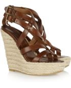 Burberry Leather and Rope Wedge Sandals - Lyst