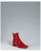 Tod's Deep Red Suede 'Bebe' Ankle Boots - Lyst