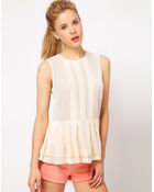 ASOS Collection Asos Sheer Top with Peplum - Lyst