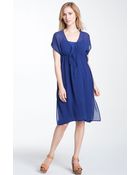 Eileen Fisher Vneck Silk Chiffon Dress - Lyst