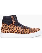 Saint Laurent Leopard Malibu High Top Sneakers - Lyst