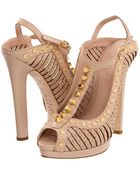 Alexander McQueen T-strap Studded Sling Back Pump - Lyst