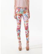 Zara Floral Print Trousers - Lyst