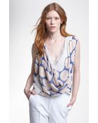 Diane von Furstenberg Rina Print Draped Silk Top - Lyst