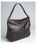 Furla Coffee Ostrich Embossed Leather New Zarina Hobo - Lyst