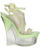 Versace 160mm Studded Suede and Mesh Wedges - Lyst