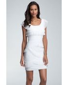 BCBGMAXAZRIA Ruched Mesh Tier Dress - Lyst