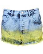 Moto Dip Dye Denim Hotpants - Lyst