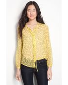 Bellatrix Sheer Polka Dot Silk Tie Neck Blouse - Lyst