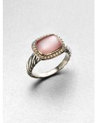 David Yurman Diamond Accented Pink Motherofpearl Ring - Lyst