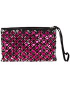 Marni Pink Jewel Embellished Suede Clutch - Lyst
