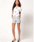 River Island River Island Blue Stripe Denim Short - Lyst