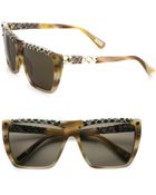Lanvin Square Snake-Print Leather-Trim Sunglasses - Lyst
