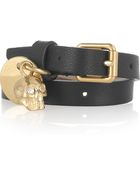 Alexander McQueen Skull Charm Leather Wrap Bracelet - Lyst