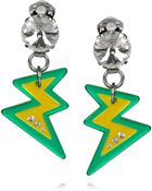 Miu Miu Plexiglass Crystal Lightning Bolt Clip Earrings - Lyst