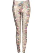 Topshop Snake Metallic Leggings - Lyst