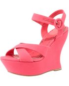 Alice + Olivia Juliet Canvas Platform Wedge - Lyst