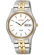 Seiko Men'S Solar Two Tone Stainless Steel Bracelet 37Mm Sne032 - Lyst