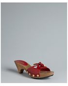 Tod's Dark Red Patent Leather Peep Toe Wooden Sandals - Lyst