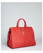 Saint Laurent Poppy Leather Cabas Chyc Tote - Lyst