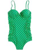 J.Crew Polka Dot Ruched Underwire Tank - Lyst