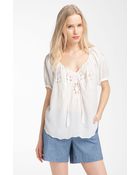 Rebecca Taylor Moroccan Embroidered Cutout Top - Lyst