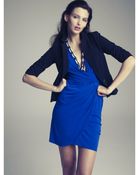 Eliza J Short Sleeve Faux Wrap - Lyst
