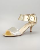 Bettye Muller Bridget Metallic Kitten Heel Sandal - Lyst