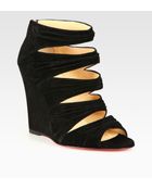Christian Louboutin Suede Wedge Sandals - Lyst
