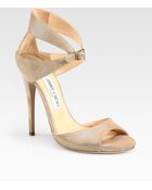 Jimmy Choo Gabriel Metallic Suede Sandals - Lyst