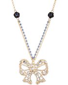 Betsey Johnson Large Crystal Bow Pendant - Lyst