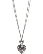 Betsey Johnson Hematite Tone Heart Pendant - Lyst