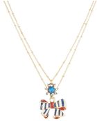 Betsey Johnson 2 Row Striped Bow Pendant - Lyst