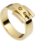 Michael Kors Gold Tone Buckle Ring - Lyst