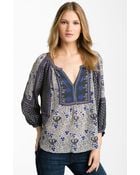 Rebecca Taylor Mixed Print Silk Blouse - Lyst